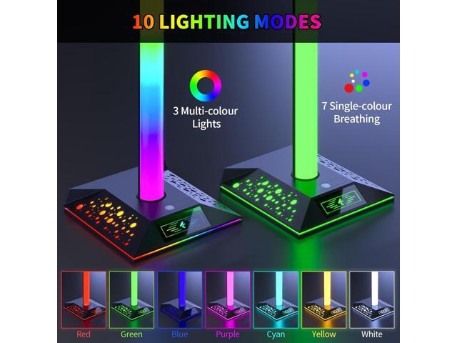 Gaming Headphone Stand PC Accessories - RGB Headset Stand with 2 USB Charger, Cool LED Headphone Holder PC Gaming Accessories Gift for Boys Men...