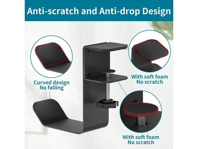 Clamp-On Under Desk Headphone Holder/Backpack Hook/PC Gaming Headset Headphone Hanger Mount, Provides a Convenient Place to Hang Headsets or Bags