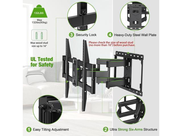 USX Mount Full Motion TV Wall Mount for Most 42-86 inch Flat Screen/LED/4K, TV Mount Bracket Dual Swivel Articulating Tilt 6 Arms, Fits 8 12 16'...