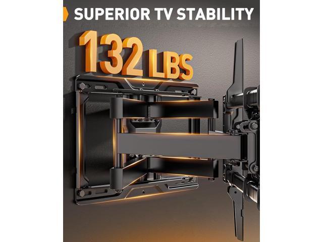 Perlegear Full Motion TV Wall Mount for Most 4284 inch Flat Curved TVs up to 132 lbs, 12/16 Wood Studs, Bracket with Articulating Arms, Swivel,...