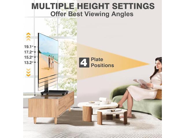 TVON Universal TV Stand Base, Swivel Table Top TV Stand for 20-43 inch TVs/Monitors with 4 Level Height Adjustment and Tempered Glass Base, Holds...