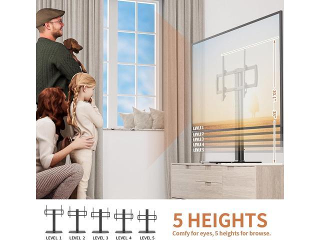 Universal Swivel TV Stand/Base Table Top Stand 40 to 86 inch TVs 110 Degree Swivel, 5 Level Height Adjustable, Heavy Duty Tempered Glass Base,...