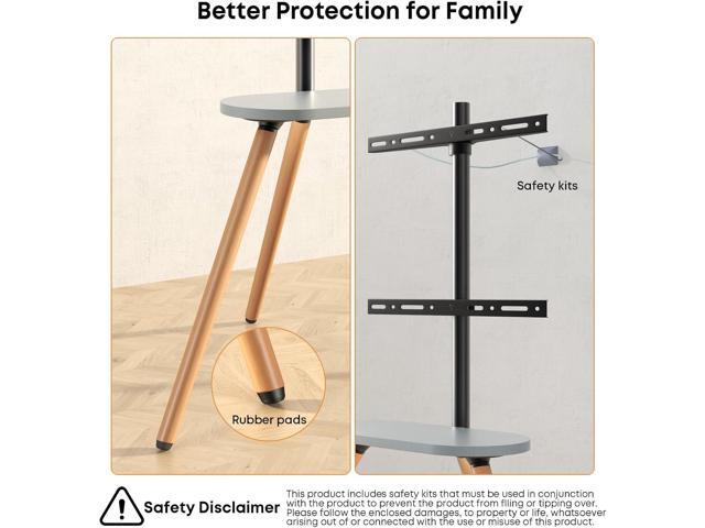 PUTORSEN Easel TV-Stand for 43-65-Inch Screens - Portable Swivel Tripod TV Stand with Wooden Tray, Height Adjustable TV Floor Stand, Max Load 77...