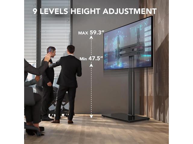 Universal Floor TV Stand with Mount 70 Degree Swivel 9 Level Height Adjustable and Space Saving Design for Most 27 to 65 inch LCD, LED OLED TVs,...