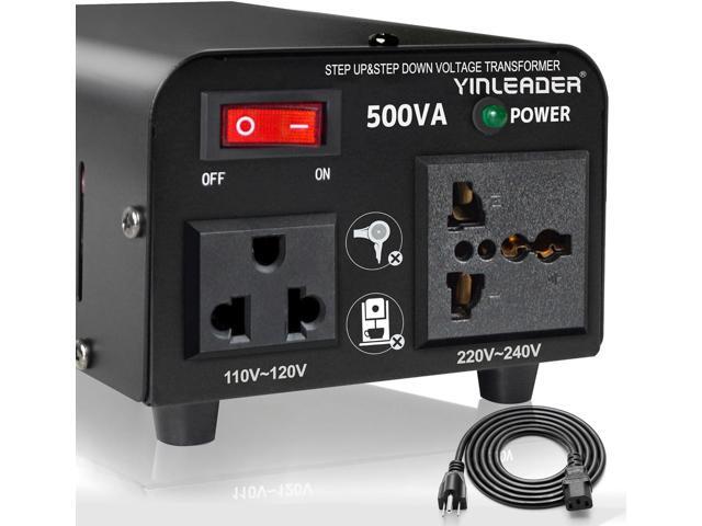 Yinleader 500W Voltage Transformer Power Converter(110V to 220V, 220V to 110V) Step Up/Down Converter 110/120 Volt - 220/240 Volt w/US Power Cord.