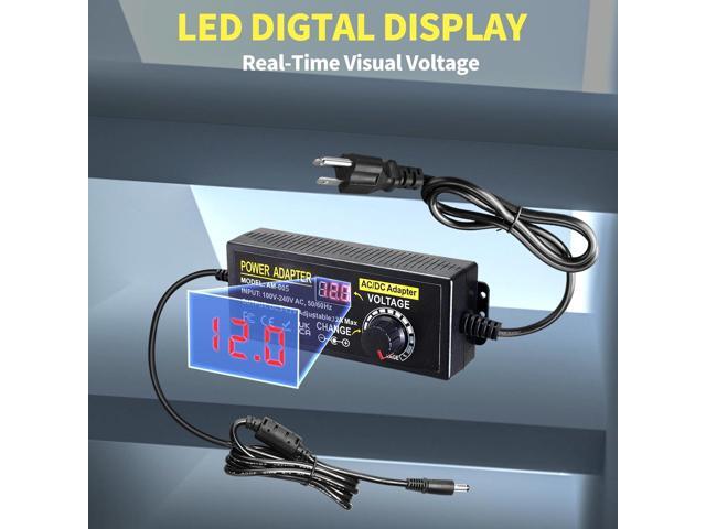 Universal Power Supply Adjustable 3V~12V 12A 144W Variable Switching Power Adapter 100V-240V AC to DC Converter Transformer with 14 Tips & Polarity...