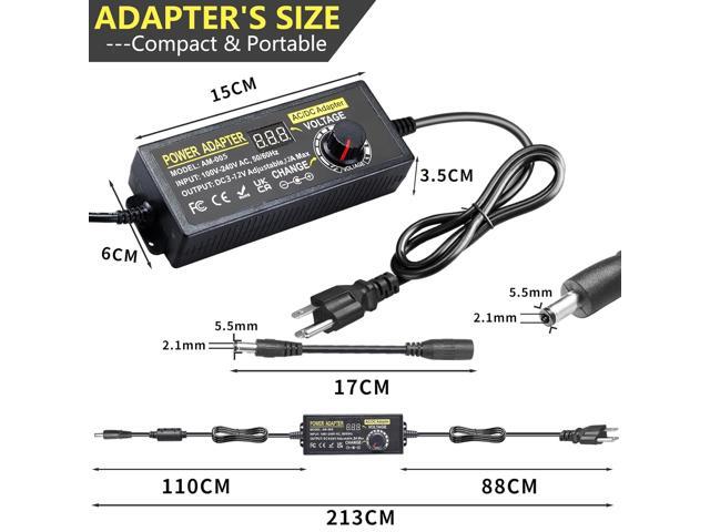 Universal Power Supply Adjustable 3V~12V 12A 144W Variable Switching Power Adapter 100V-240V AC to DC Converter Transformer with 14 Tips & Polarity...