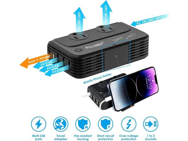 ALLWEI Travel Voltage Converter 220V to 110V Power International Travel Adapter for Hair Straightener/Curling Iron, Universal Power Plug Adapter...