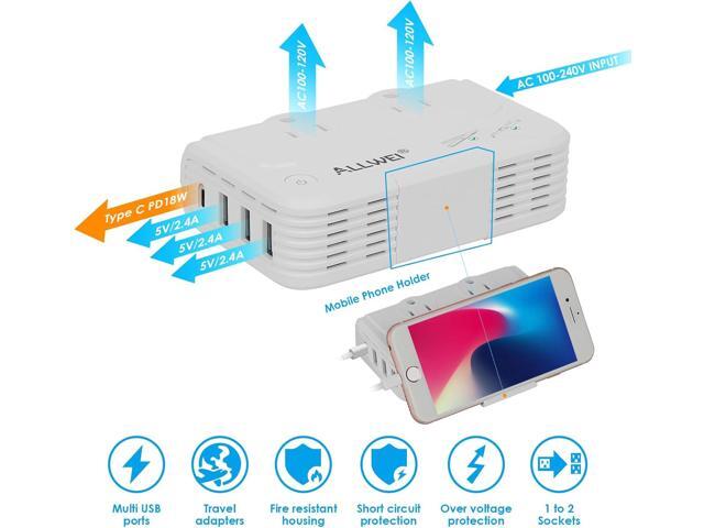 ALLWEI International Travel Adapter 220V to 110V Power Voltage Converter for Hair Straightener/Curling Iron, Universal Power Plug Adapter UK, US,...