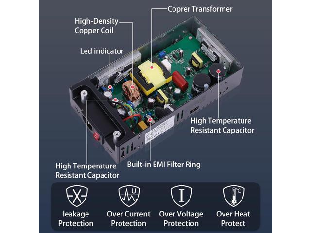 AC to DC Converter 600W 50A, 12V Power Supply 110v to 12v Converter Adjustable Power Supply Universal Power Adapter for Radio, Car Stereos, LED...