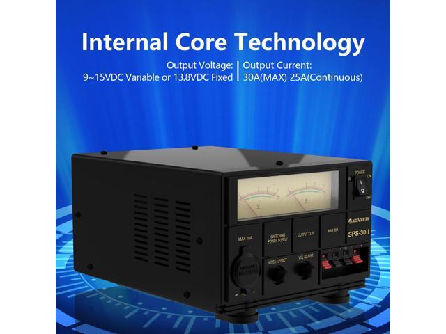 Universal Compact Bench Power Supply- 30 Amp Regulated Home Lab Benchtop AC-to-DC Converter 13.8 Volt/9-15Volt, Cooling Fan, Screw Type Terminals -...
