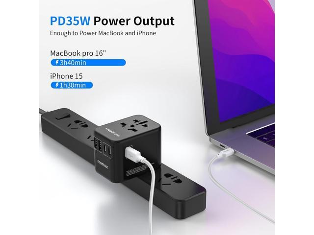 MOMAX Universal Travel Adapter, PD 35W Fast International Power Adapter, 3 USB C & 2 USB A, Worldwide Travel Plug Adapter, International Power...