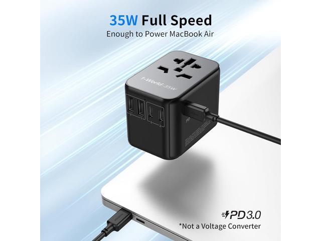 MOMAX Universal Travel Adapter, PD 35W Fast International Power Adapter, 3 USB C & 2 USB A, Worldwide Travel Plug Adapter, International Power...