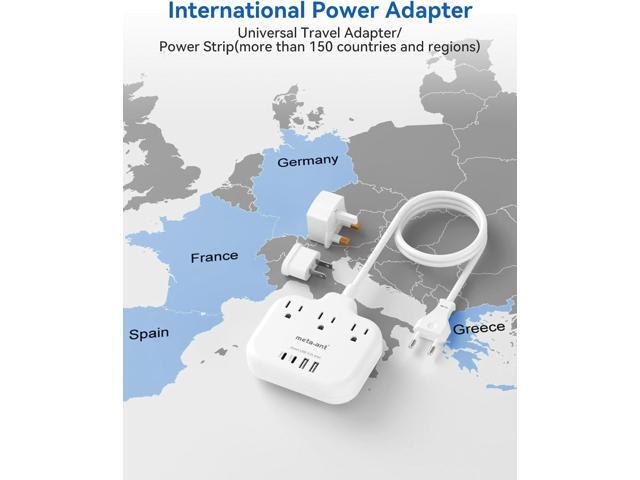 European Travel Plug Adapter, US to European Plug Adapter with 3 American Outlets & 4 USB, 3ft European Power Cord, International Travel Power...