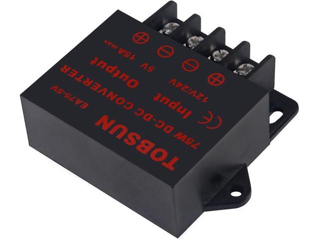2 Pack DC Converter - Step Down Regulator 12V/24V to 5V 15A 75W Regulated Power Supply