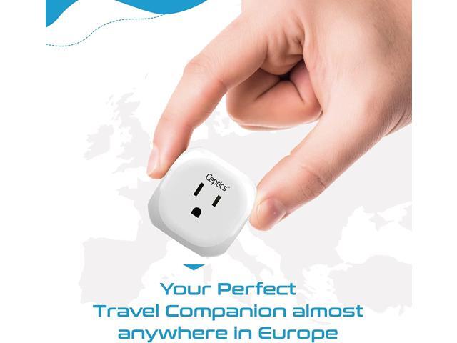 Ceptics India, Pakistan Travel Adapter - 5 Input with QC 3.1A Dual USB and USB-C - Ultra Compact - Light Weight - USA to Any Type D Countries Such...