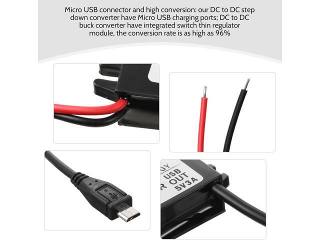 Weewooday 3 Pieces 12V to 5V Converter DC-DC Buck Module Micro USB Power Adapter Car Power Converter Regulator