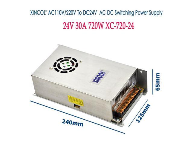 AC to DC Converter AC110V/220V to DC24V 30A 720W Switching Power Supply Transformer Regulated for LED Strip Light,CCTV,Camera,Computer Project etc