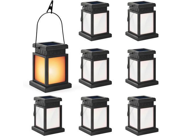 GIGALUMI Solar Lanterns Outdoor Waterproof, 8 Pack Hanging Solar Lanterns for Outside, Flame Effect Outdoor Lights for Pathway, Garden, Patio,...
