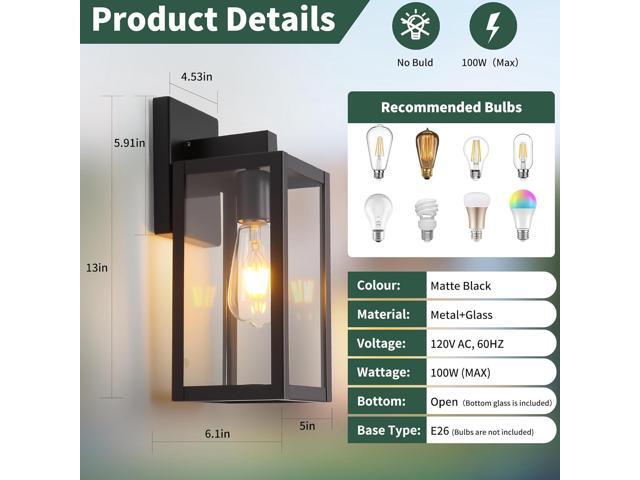Outdoor Wall Light Fixtures Exterior Waterproof Porch Lights Outdoor Anti-Rust Wall Lantern with Clear Glass Patio Sconce Light