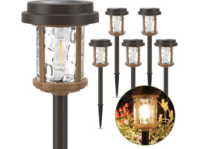 XMCOSY+ Solar Lights Outdoor, 6 Pack Pathway Lights Solar Powered, 20 LM LED Glass Outside Light, Waterproof Lighting for Garden Yard Landscape...