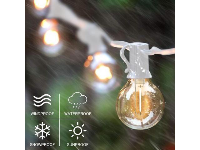 SUNTHIN White Outdoor String Lights, 48FT White Patio Lights with 25 G40 Shatterproof LED Bulbs(1 Spare), Waterproof Hanging Outside Lights for...