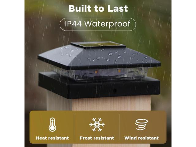 Solar Post Cap Lights Outdoor 8pack, Black Waterproof Solar Powered Deck Fence Post Lights Fit 4x4 Wood/Vinyl Posts, Bright Warm White Solar Post...