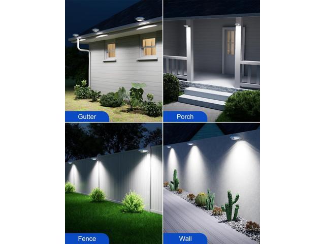 8 Pack White Solar Powered Gutter Lights Outdoor Decorative Waterproof 12 LEDs Yard Lamp for Lighting Fence, Railing, Outside Wall, Deck, Garden,...
