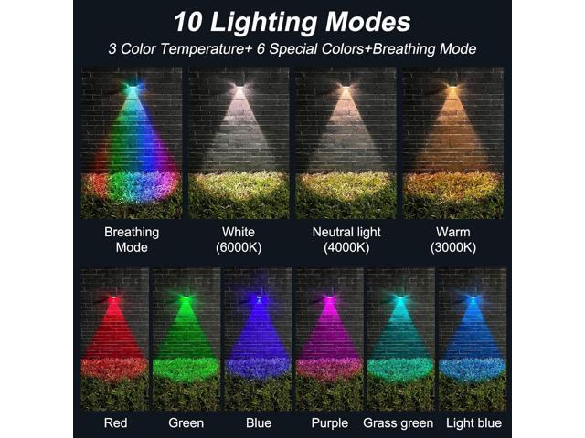 Ellasay Solar Fence Lights Outdoor: 10 Lighting Modes with RGB Solar Powered Deck Light - Waterproof IP65 - Led Lens Wall Decor for Garden Patio...