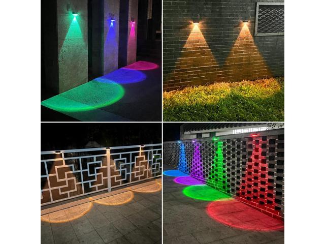 Ellasay Solar Fence Lights Outdoor: 10 Lighting Modes with RGB Solar Powered Deck Light - Waterproof IP65 - Led Lens Wall Decor for Garden Patio...
