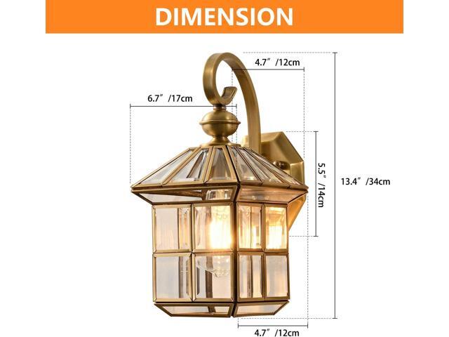 Milaii Copper Brass Outdoor Wall Lights,13.4' Exterior Lantern Light Fixture Waterproof Anti-Rust Wall Mount Lamp with Clear Glass E26 Socket Porch...