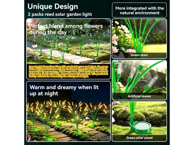 4 Packs Reeds Solar Garden Light, 30 Inch Garden Solar Light with 24 Bulbs, Intelligent Light Control System, IP65 Waterproof, Outdoor Solar Light...