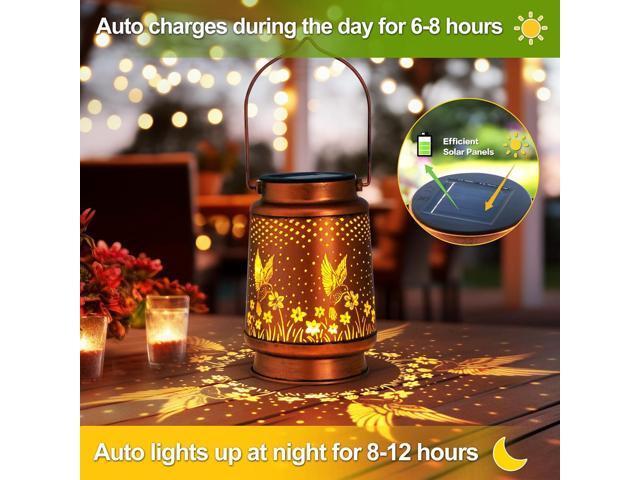 2 Pack Hummingbird Birthday Gifts for Women Mom Grandma Solar Lanterns Outdoor Waterproof Garden Decor Metal Hanging LED Decorative Light for Patio...