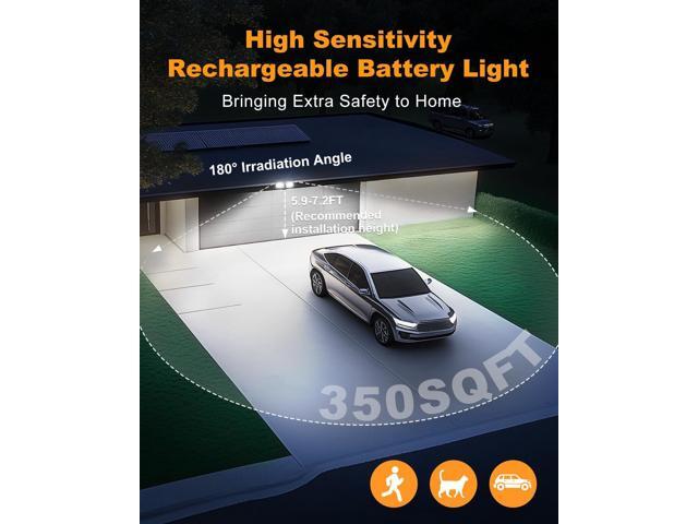 Rechargeable Battery Motion Light, 2500LM & 4000LM Dual Modes Motion Sensor Security Lights, USB Charging Wireless Flood Light Battery Powered, LED...