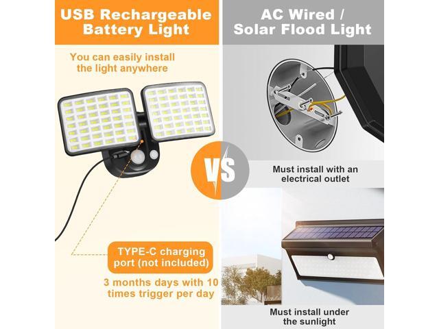 Rechargeable Battery Motion Light, 2500LM & 4000LM Dual Modes Motion Sensor Security Lights, USB Charging Wireless Flood Light Battery Powered, LED...