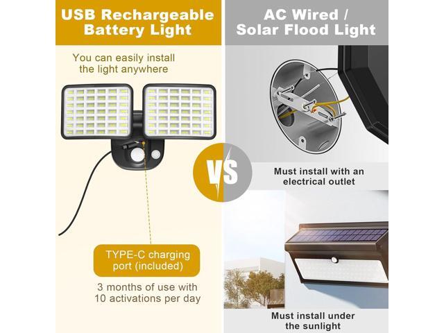 Rechargeable Battery Operated Motion Lights 2500LM & 4000LM Motion Sensor Security Lights(1-3 Months Endurance) USB Charging LED Flood Lights...