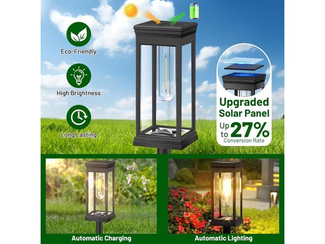 BesLowe Upgraded Solar Pathway Lights Outdoor, 8-Pack Large LED Solar Light Outdoor Waterproof, Super Bright Outside Lights for Yard, Sun-Powered...