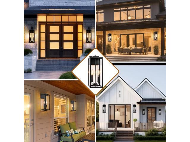 Outdoor Sconce Light for House 16 Inch Large, Two Candle Light Outdoor Light Fixture Exterior Lighting Lantern for Front Porch IP65 Waterproof...