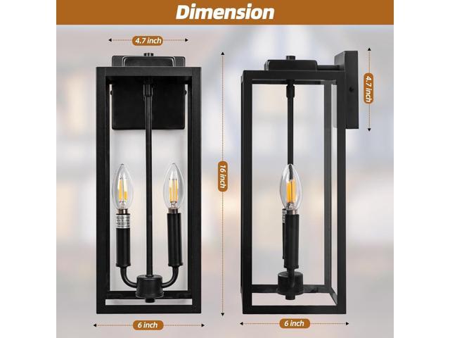 Outdoor Sconce Light for House 16 Inch Large, Two Candle Light Outdoor Light Fixture Exterior Lighting Lantern for Front Porch IP65 Waterproof...
