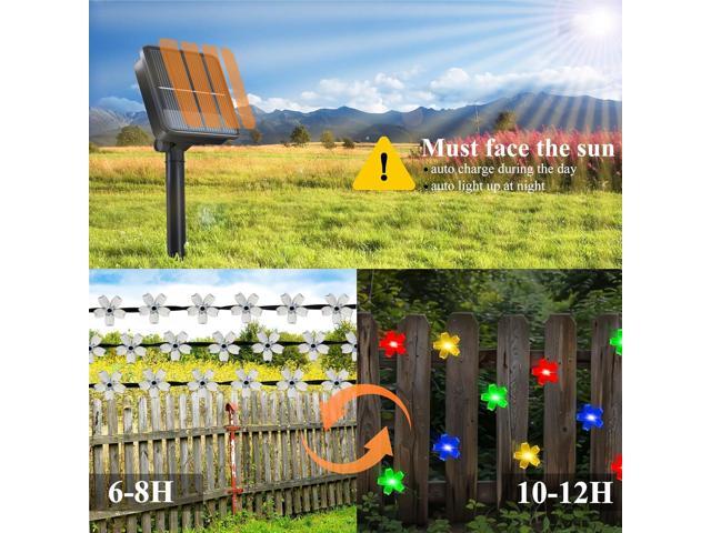 Solar Flower String Lights Outdoor, 100 LED Waterproof Decorative Lights for Outside, Solar Powered for Yard, Lawn, Fence, Garden, Christmas Tree...