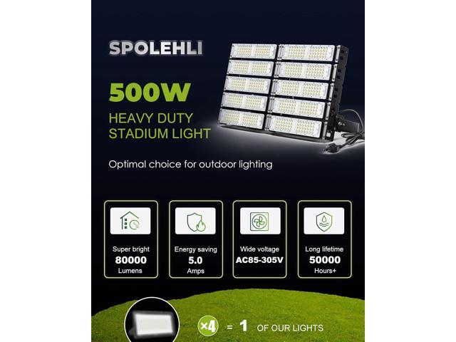 LED Stadium Light 3000W Equivalent High Mast Flood Light 80,000LM, IP66 Waterproof, 50,000Hrs Lifespan, 120° Wide Beam for Tunnels/Parking...
