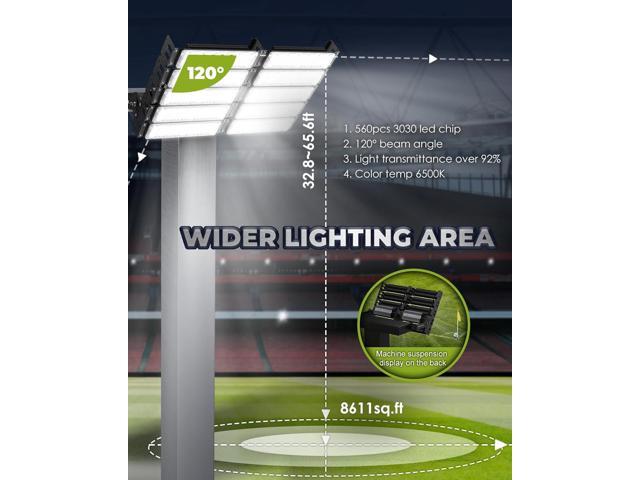 LED Stadium Light 3000W Equivalent High Mast Flood Light 80,000LM, IP66 Waterproof, 50,000Hrs Lifespan, 120° Wide Beam for Tunnels/Parking...