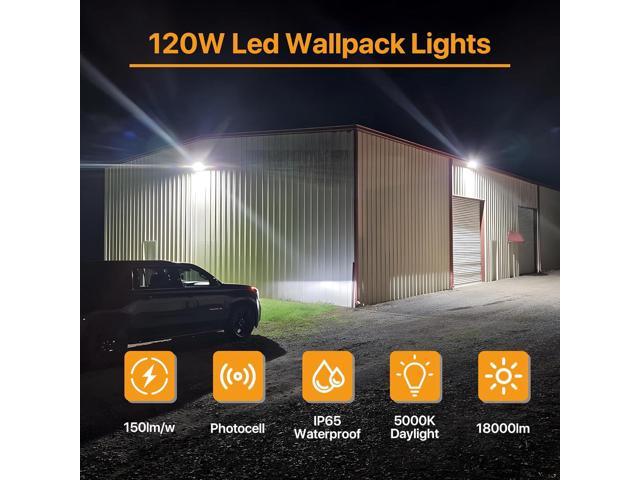 120W LED Wall Pack Light with Dusk to Dawn Photocell 18,000LM(150LM/W) Wall Mount Flood Light Outdoor IP65 Waterproof 5000K Led Security Commercial...
