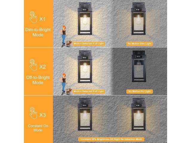 2 Pack Solar Wall Lights Outdoor Waterproof with 3 Lighting Modes & Motion Sensor, Dusk to Dawn Exterior Porch Light fixtures, Solar Wall Lantern...