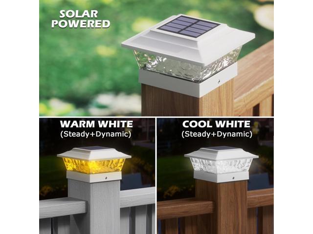SIEDiNLAR Solar Post Lights Outdoor 12 LEDs 4 Modes Post Cap Light for 4x4 5x5 6x6 Vinyl Wooden Deck Fence Posts Garden Patio Decor, Warm/Cool...