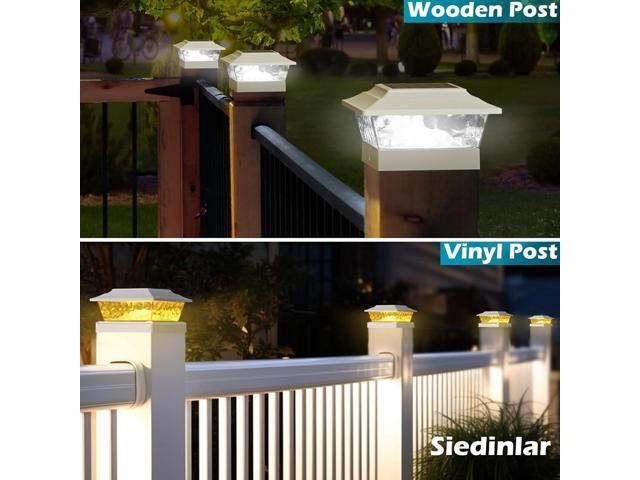 SIEDiNLAR Solar Post Lights Outdoor 12 LEDs 4 Modes Post Cap Light for 4x4 5x5 6x6 Vinyl Wooden Deck Fence Posts Garden Patio Decor, Warm/Cool...
