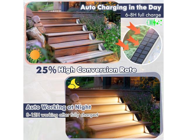 Motion Sensor Solar Stair Lights Outdoor, 8-Pack Super Bright LED Solar Powered Step Lights for Outside, 550LM IP67 Waterproof Outdoor Sensor...