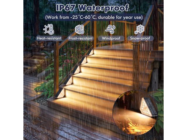 Motion Sensor Solar Stair Lights Outdoor, 8-Pack Super Bright LED Solar Powered Step Lights for Outside, 550LM IP67 Waterproof Outdoor Sensor...