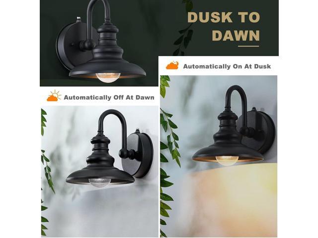 LONEDRUID Dusk to Dawn Sensor Outdoor Wall Sconce Black Exterior Gooseneck Barn Light Fixtures Waterproof Farmhouse Wall Mount Porch Lighting...
