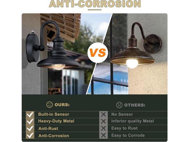LONEDRUID Dusk to Dawn Sensor Outdoor Wall Sconce Black Exterior Gooseneck Barn Light Fixtures Waterproof Farmhouse Wall Mount Porch Lighting...